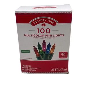 Holiday Time 100 Multicolor Mini Lights Green Wire Set String Fairy Christmas